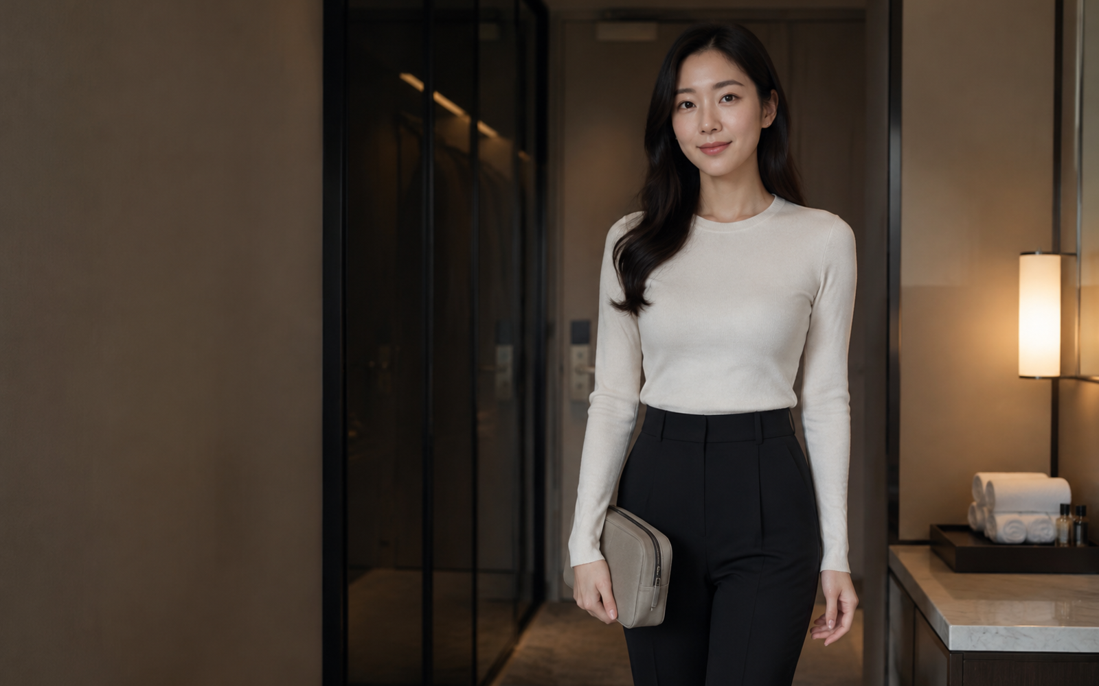 성남 서현 방문 홈케어를 안내하는 젊은 성인 한국 여성 관리사